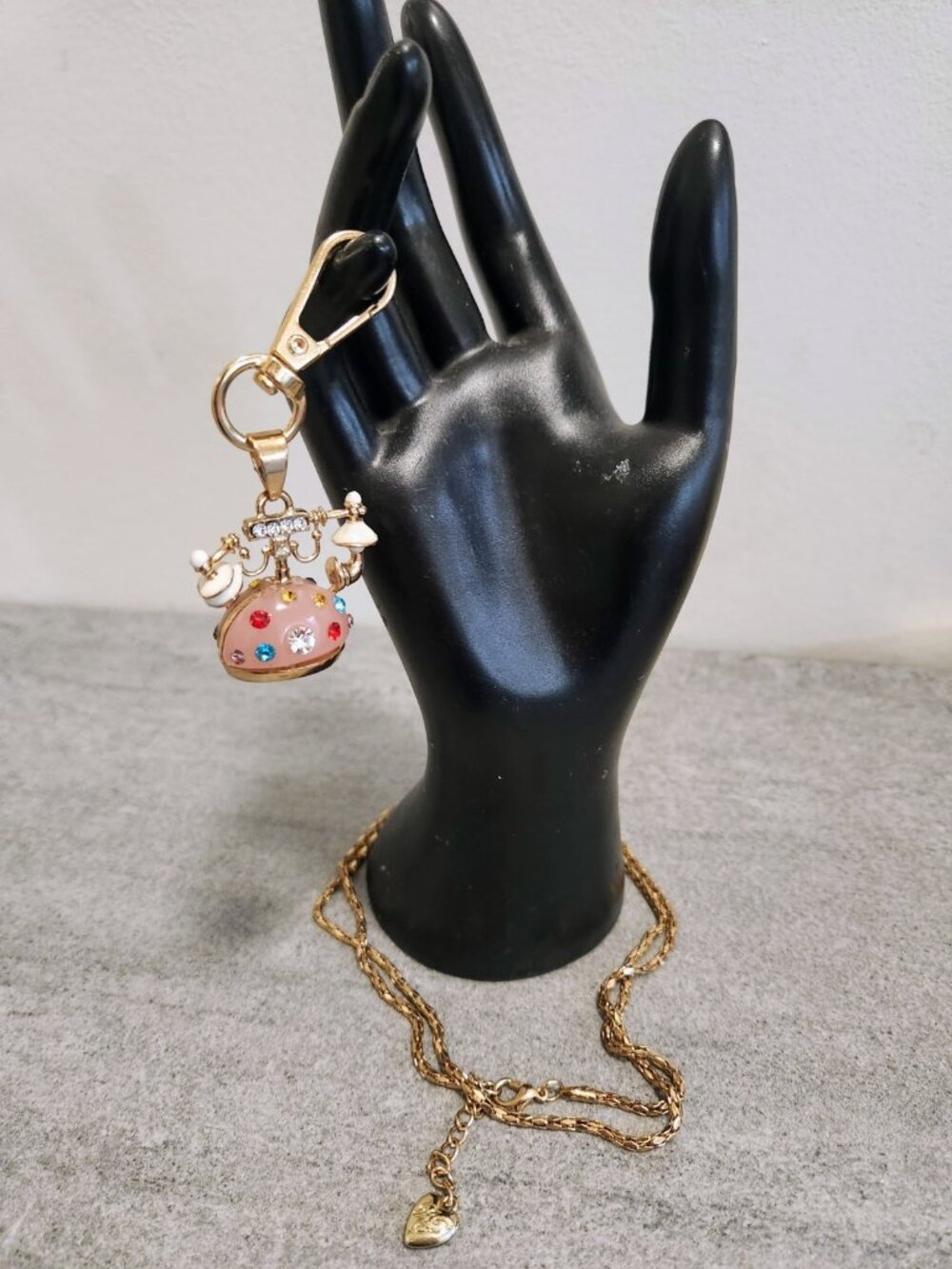 Telephone Shape Purse/Handbag Charm with Faux gold Necklace